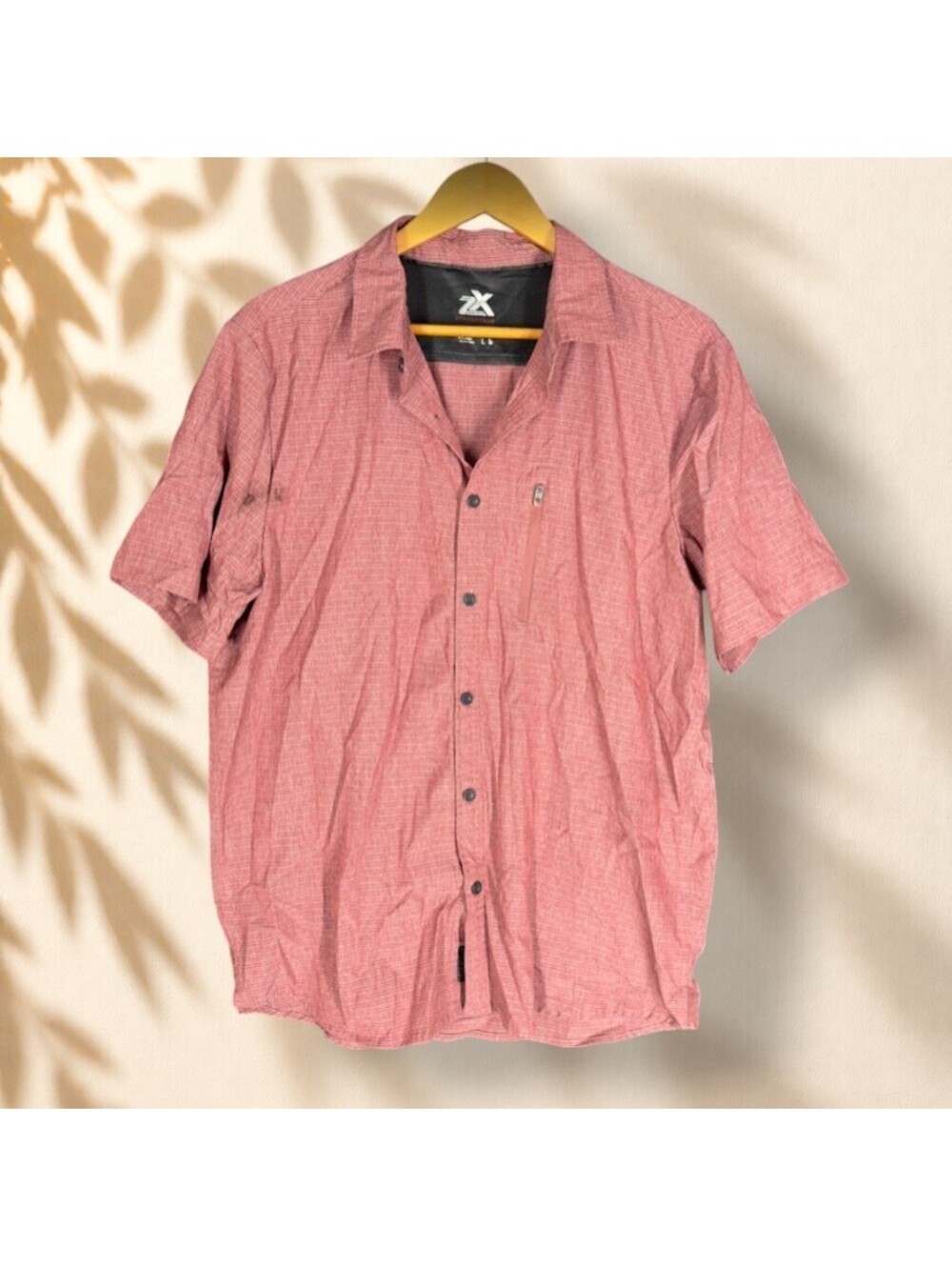 ZeroXposur Shirt Men L Large Pink Button Up Collared Short Sleeve Regular Fit